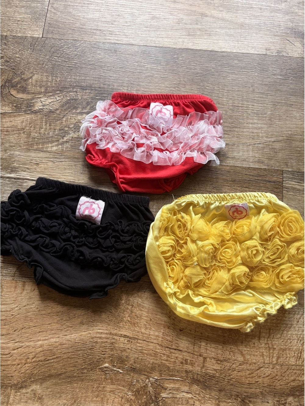 Ruffle Bums Baby Bloomers Set of 3 - Red Black Yellow